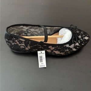 Torrid Black Lace Flats with Floral Overlay